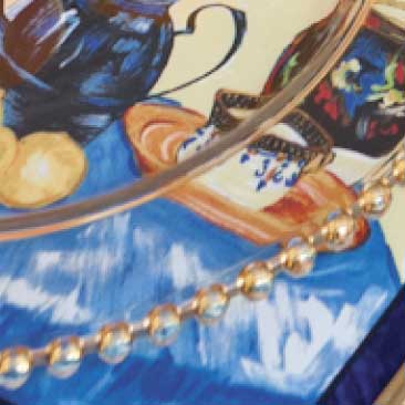 Blue detail of VanGogh-inspired table setting at a high tea fundraiser at Boston University, Boston Event Planner, Boston Event Planning, Boston Event Stylist, Boston Event Styling