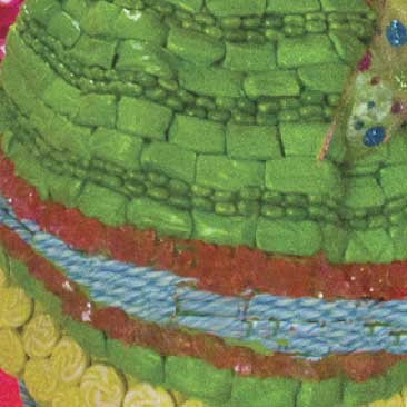 Green detail of a dress made out of candy  from a fashionista Bat Mitzvah, Boston Event Planner, Boston Event Planning, Boston Event Stylist, Boston Event Styling