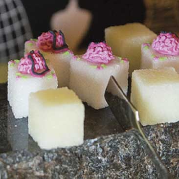 Pink detail of icing topped sugar cube delicacies from a Fashionista Bat Mitzvah; Boston Event Planner, Boston Event Planning, Boston Event Stylist, Boston Event Styling