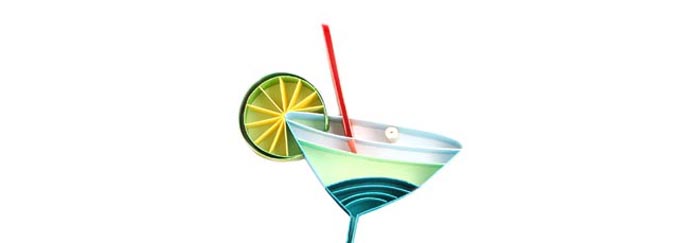 Big Bash Events icon of a cocktail, quilled 3-dimensional ar