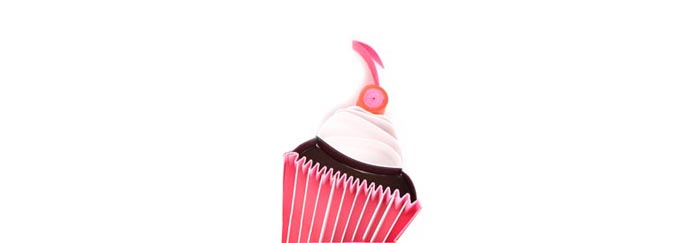 Big Bash Events icon of a cupcake, quilled 3-dimensional ar